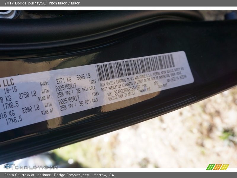 Pitch Black / Black 2017 Dodge Journey SE