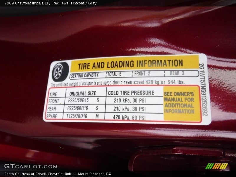 Red Jewel Tintcoat / Gray 2009 Chevrolet Impala LT