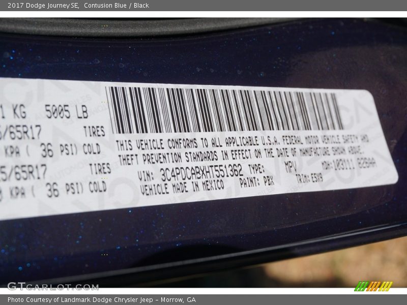 Contusion Blue / Black 2017 Dodge Journey SE