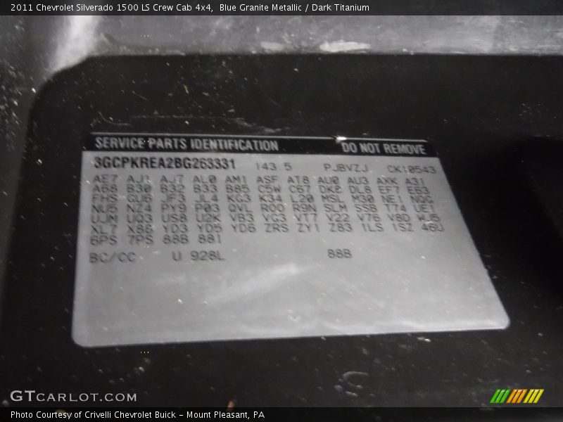 Blue Granite Metallic / Dark Titanium 2011 Chevrolet Silverado 1500 LS Crew Cab 4x4