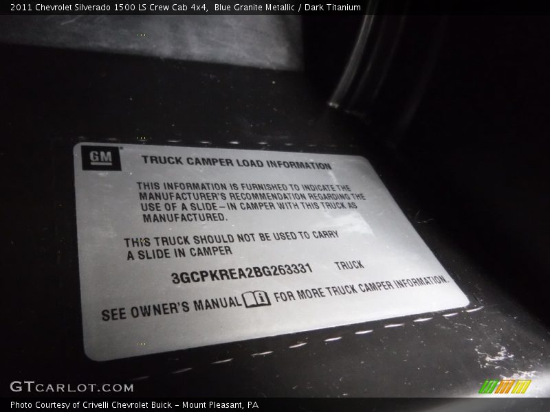 Blue Granite Metallic / Dark Titanium 2011 Chevrolet Silverado 1500 LS Crew Cab 4x4