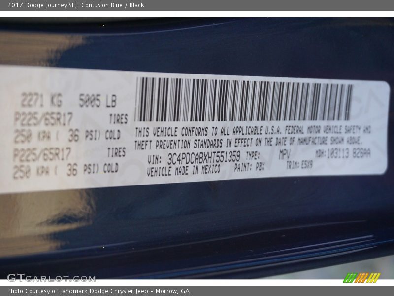 Contusion Blue / Black 2017 Dodge Journey SE