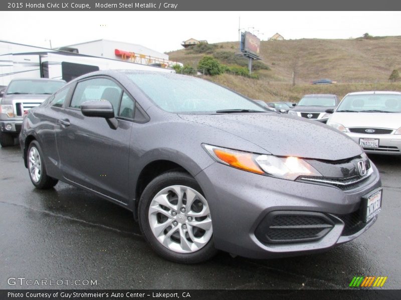Modern Steel Metallic / Gray 2015 Honda Civic LX Coupe