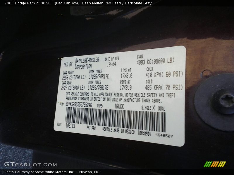 Deep Molten Red Pearl / Dark Slate Gray 2005 Dodge Ram 2500 SLT Quad Cab 4x4