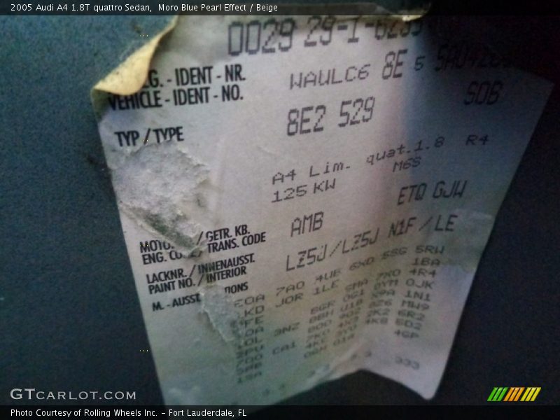 Moro Blue Pearl Effect / Beige 2005 Audi A4 1.8T quattro Sedan