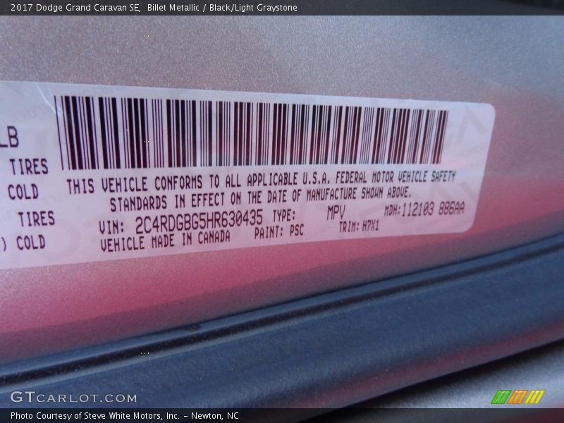 Billet Metallic / Black/Light Graystone 2017 Dodge Grand Caravan SE