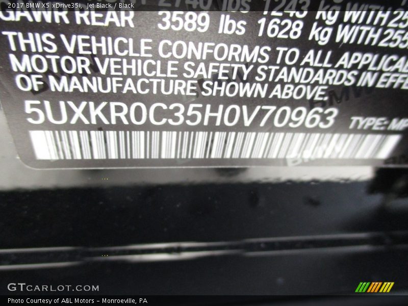 Jet Black / Black 2017 BMW X5 xDrive35i