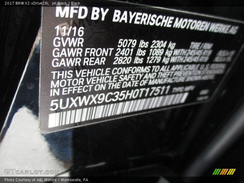 Jet Black / Black 2017 BMW X3 xDrive28i