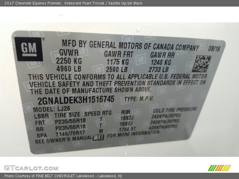 Iridescent Pearl Tricoat / Saddle Up/Jet Black 2017 Chevrolet Equinox Premier