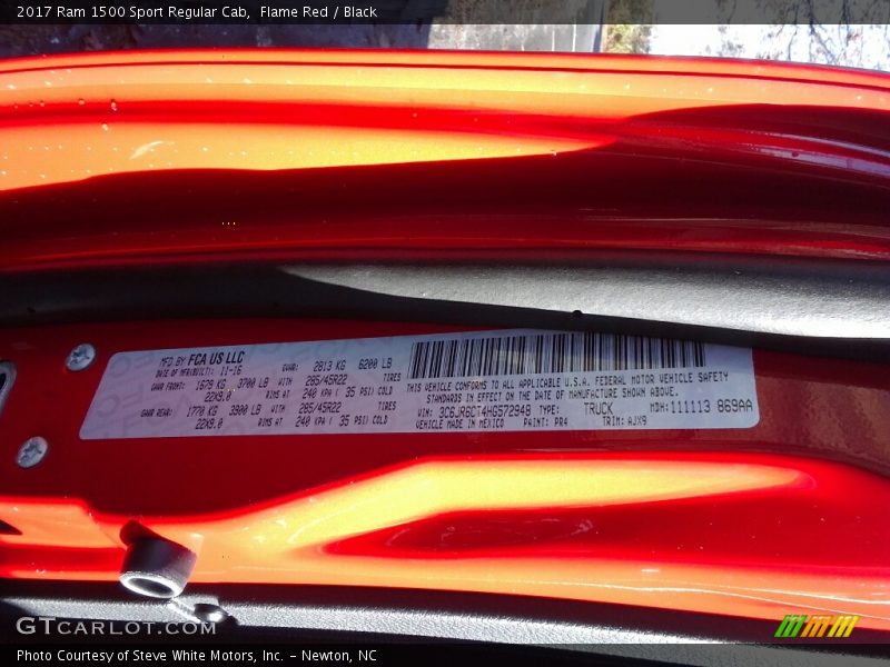 2017 1500 Sport Regular Cab Flame Red Color Code PR4