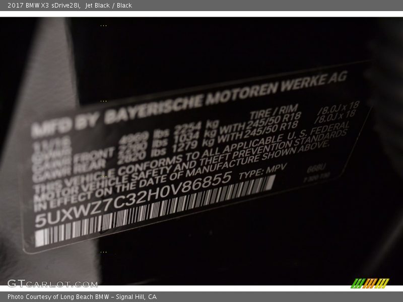 Jet Black / Black 2017 BMW X3 sDrive28i