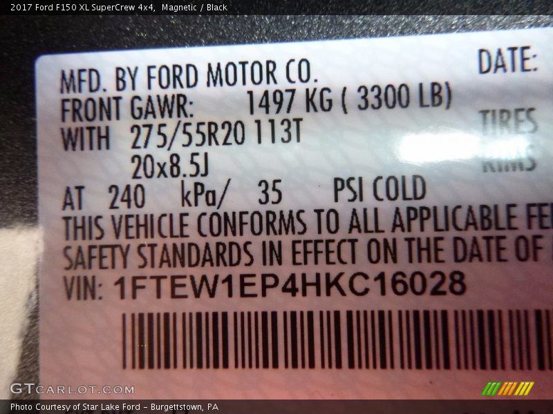 Magnetic / Black 2017 Ford F150 XL SuperCrew 4x4