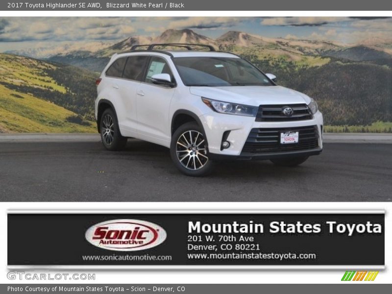 Blizzard White Pearl / Black 2017 Toyota Highlander SE AWD