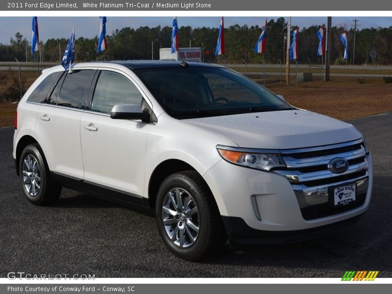White Platinum Tri-Coat / Medium Light Stone 2011 Ford Edge Limited