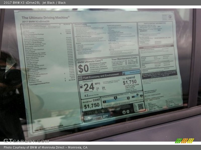 Jet Black / Black 2017 BMW X3 sDrive28i