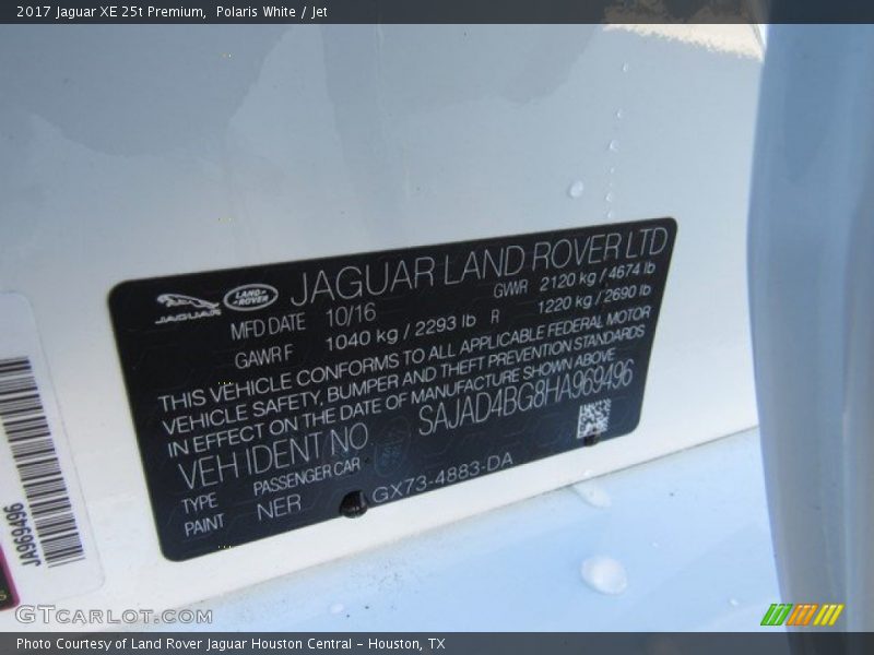 Polaris White / Jet 2017 Jaguar XE 25t Premium