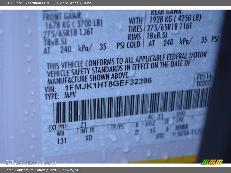 Oxford White / Dune 2016 Ford Expedition EL XLT
