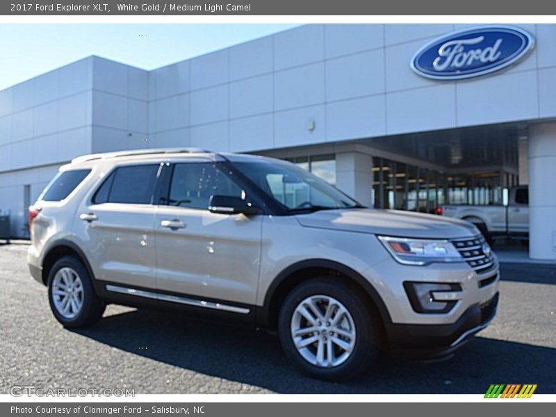 White Gold / Medium Light Camel 2017 Ford Explorer XLT