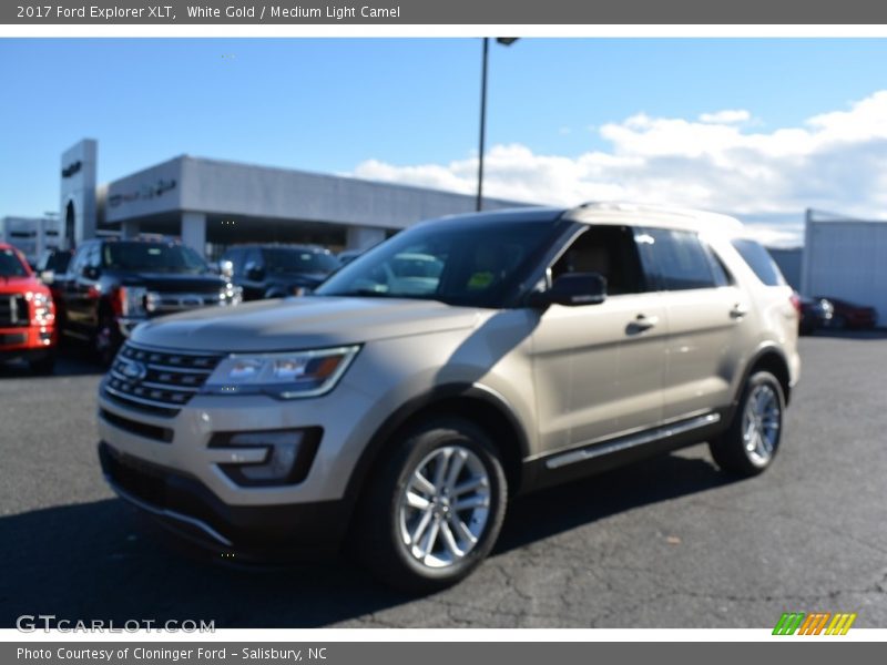 White Gold / Medium Light Camel 2017 Ford Explorer XLT