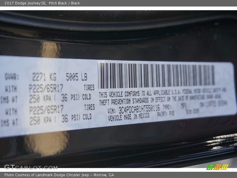 Pitch Black / Black 2017 Dodge Journey SE