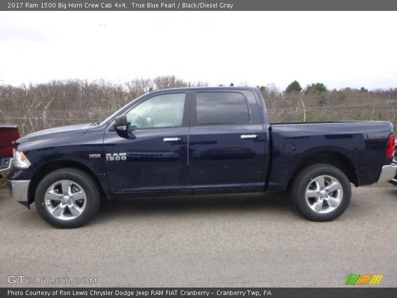 True Blue Pearl / Black/Diesel Gray 2017 Ram 1500 Big Horn Crew Cab 4x4