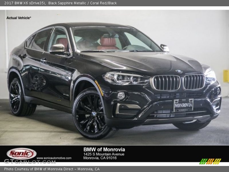 Black Sapphire Metallic / Coral Red/Black 2017 BMW X6 sDrive35i