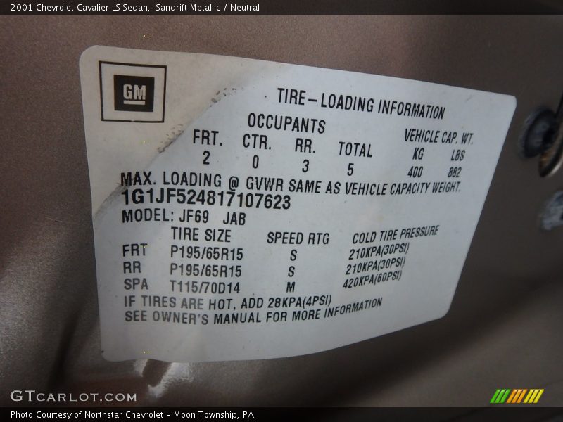 Sandrift Metallic / Neutral 2001 Chevrolet Cavalier LS Sedan