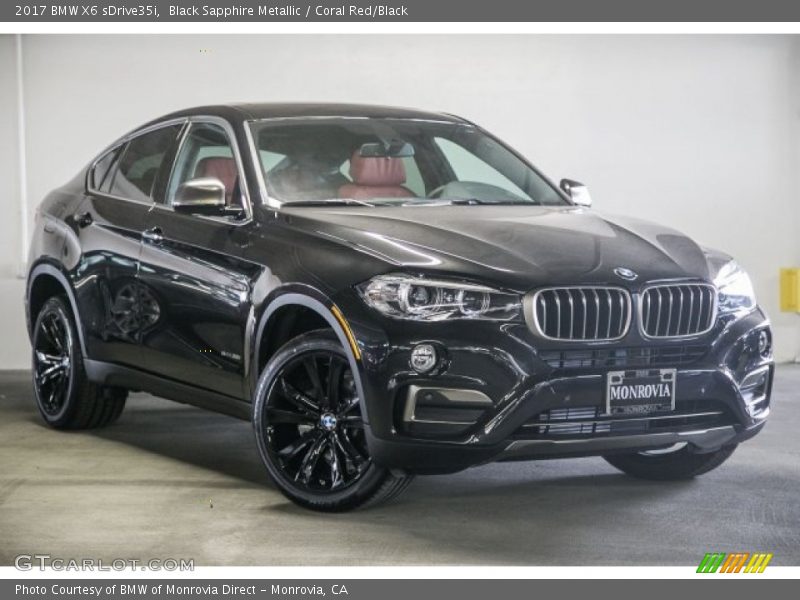 Black Sapphire Metallic / Coral Red/Black 2017 BMW X6 sDrive35i