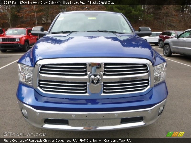 Blue Streak Pearl / Black/Diesel Gray 2017 Ram 1500 Big Horn Crew Cab 4x4