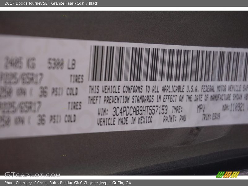 Granite Pearl-Coat / Black 2017 Dodge Journey SE