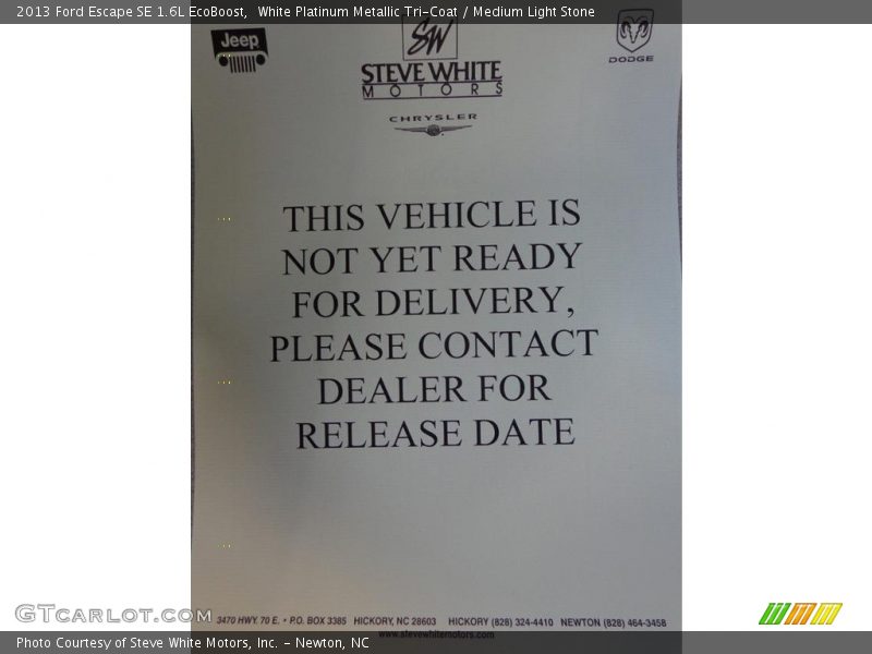 White Platinum Metallic Tri-Coat / Medium Light Stone 2013 Ford Escape SE 1.6L EcoBoost