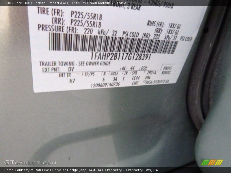 Titanium Green Metallic / Pebble 2007 Ford Five Hundred Limited AWD