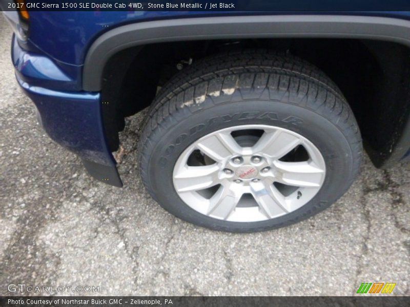 Stone Blue Metallic / Jet Black 2017 GMC Sierra 1500 SLE Double Cab 4WD