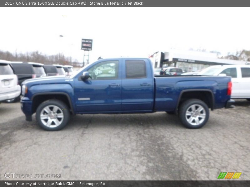 Stone Blue Metallic / Jet Black 2017 GMC Sierra 1500 SLE Double Cab 4WD