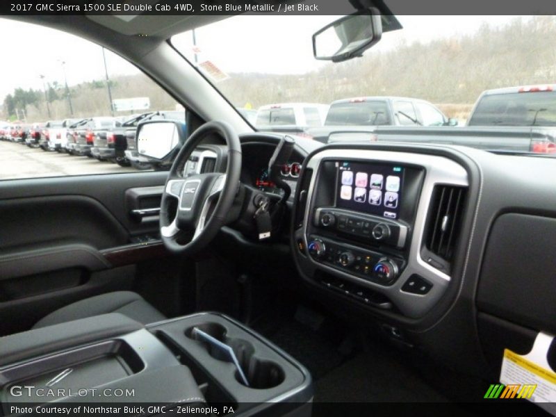 Stone Blue Metallic / Jet Black 2017 GMC Sierra 1500 SLE Double Cab 4WD