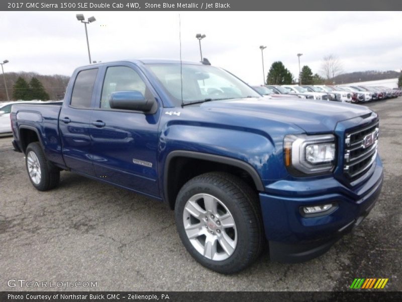 Stone Blue Metallic / Jet Black 2017 GMC Sierra 1500 SLE Double Cab 4WD