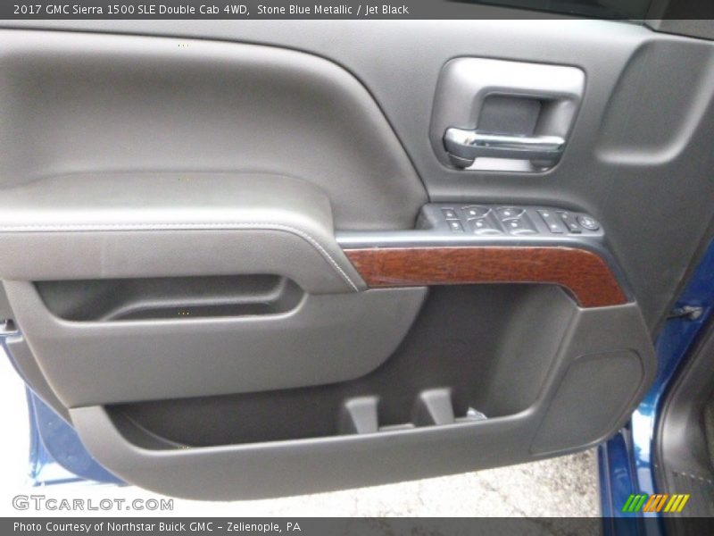 Stone Blue Metallic / Jet Black 2017 GMC Sierra 1500 SLE Double Cab 4WD