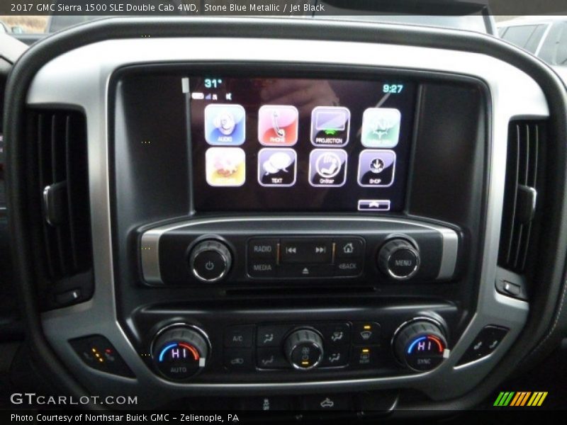 Stone Blue Metallic / Jet Black 2017 GMC Sierra 1500 SLE Double Cab 4WD
