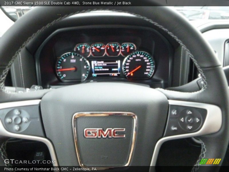 Stone Blue Metallic / Jet Black 2017 GMC Sierra 1500 SLE Double Cab 4WD