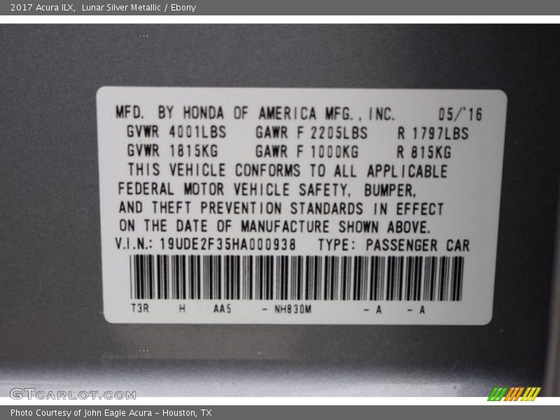 Lunar Silver Metallic / Ebony 2017 Acura ILX