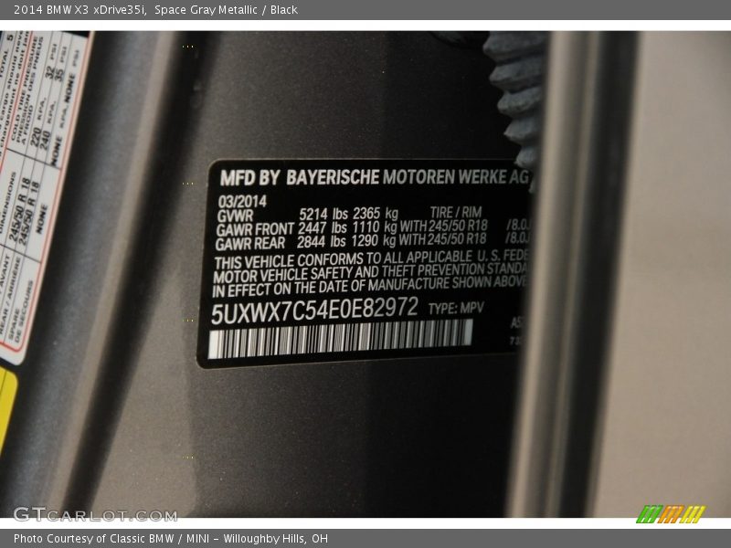 Space Gray Metallic / Black 2014 BMW X3 xDrive35i