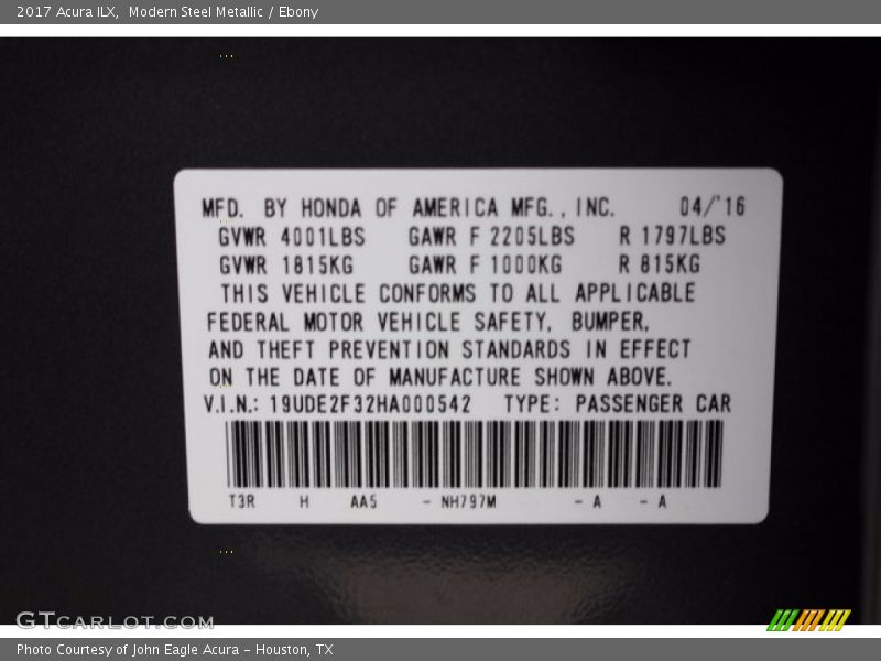 Modern Steel Metallic / Ebony 2017 Acura ILX