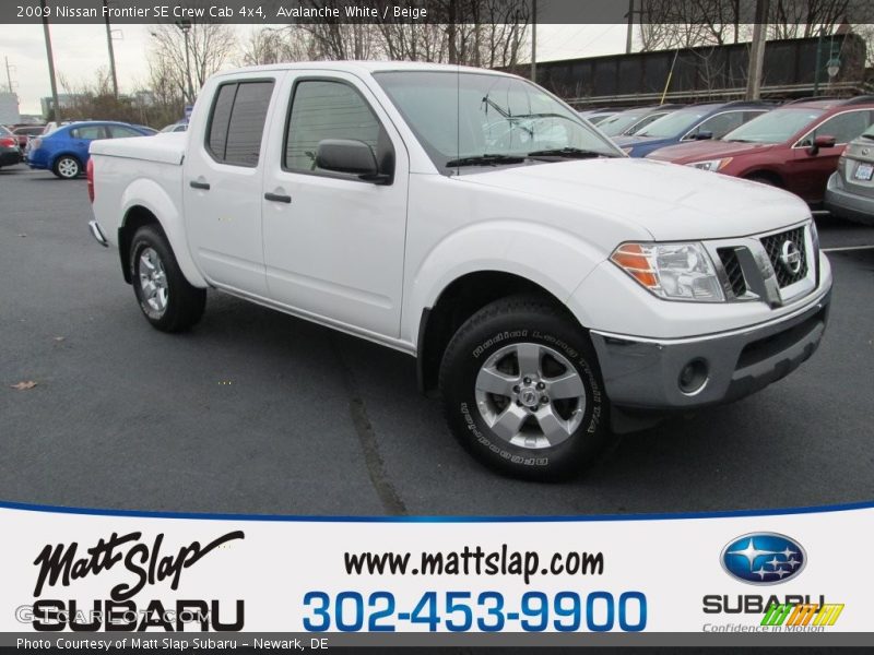 Avalanche White / Beige 2009 Nissan Frontier SE Crew Cab 4x4