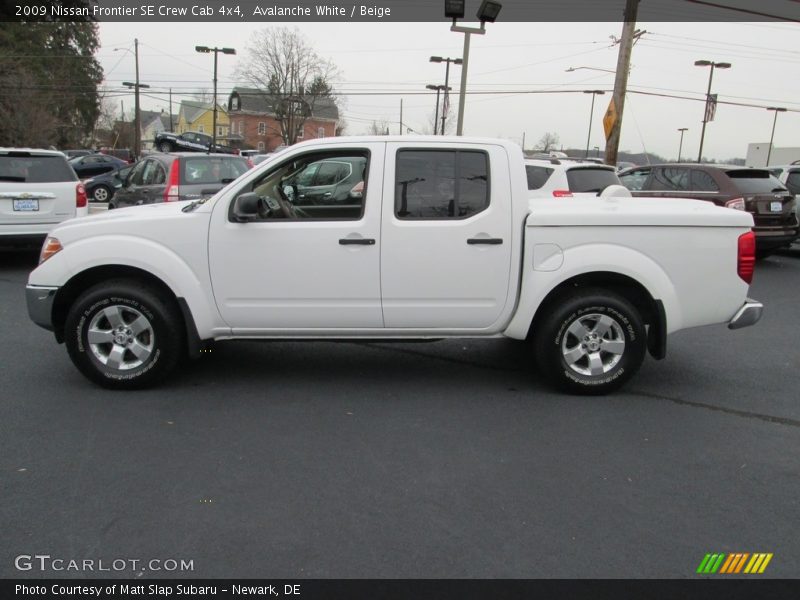 Avalanche White / Beige 2009 Nissan Frontier SE Crew Cab 4x4