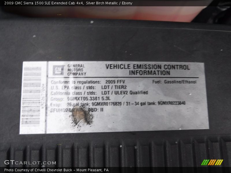 Silver Birch Metallic / Ebony 2009 GMC Sierra 1500 SLE Extended Cab 4x4