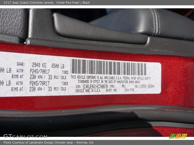 Velvet Red Pearl / Black 2017 Jeep Grand Cherokee Laredo