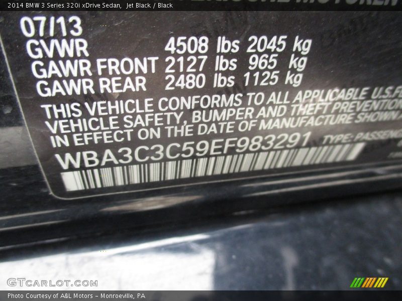 Jet Black / Black 2014 BMW 3 Series 320i xDrive Sedan