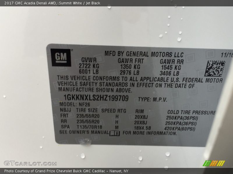 Summit White / Jet Black 2017 GMC Acadia Denali AWD