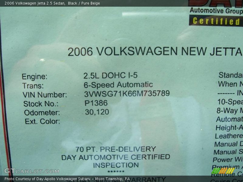 Black / Pure Beige 2006 Volkswagen Jetta 2.5 Sedan