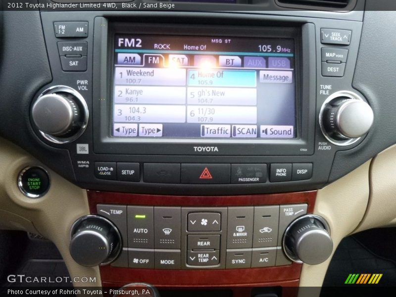 Black / Sand Beige 2012 Toyota Highlander Limited 4WD